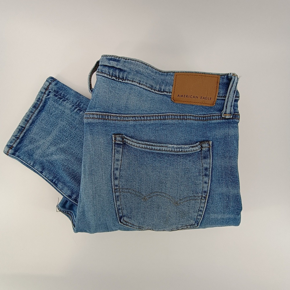 American Eagle Jeans Mens 36x32 Blue Slim Straight Real Good Denim Casual Work